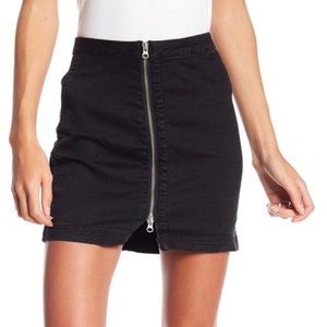 Free People Black Denim Zip Up Skirt Size 2